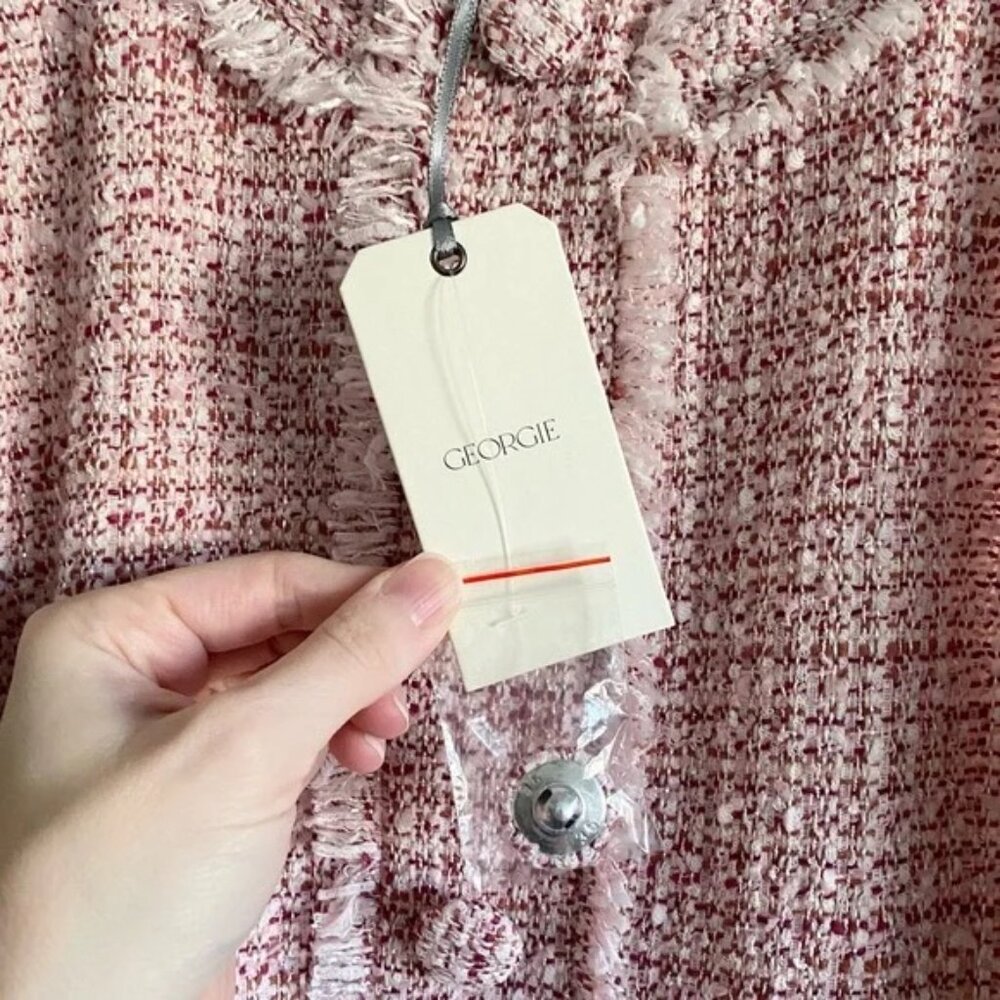 GEORGIE Pink Tweed Sleeveless Mini Dress NEW - Picture 8 of 8